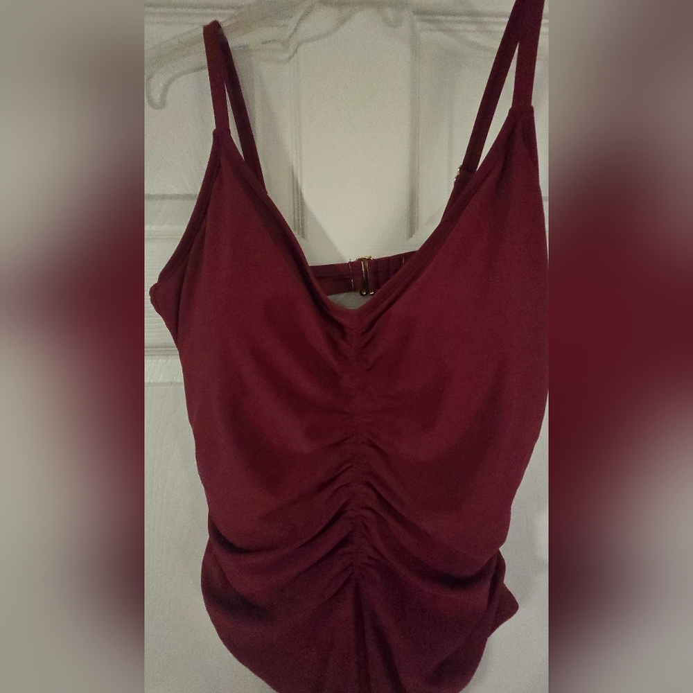 Elegant Burgundy Ruched Women's swimsuit